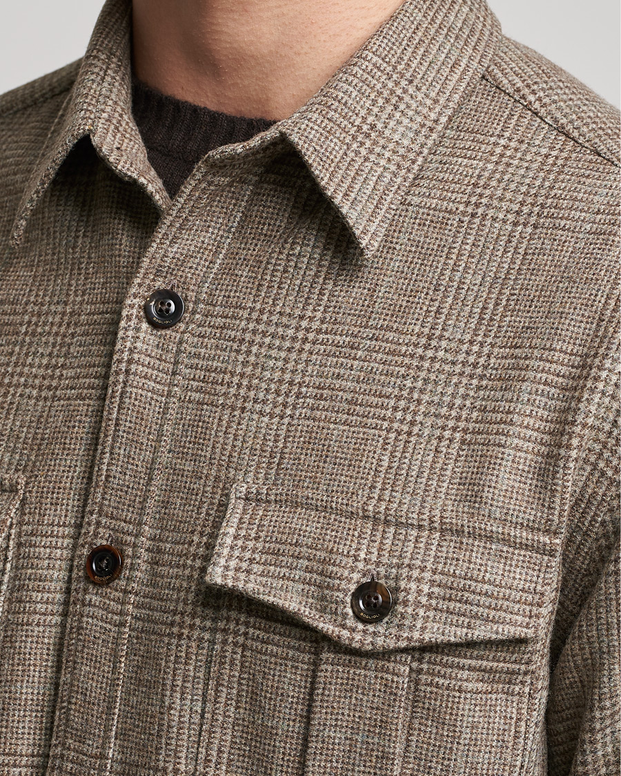 Herr | Skjortor | Boglioli | Check Flannel Overshirt Beige