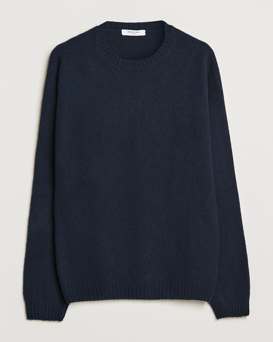 Herr | Tröjor | Boglioli | Brushed Cashmere Sweater Navy