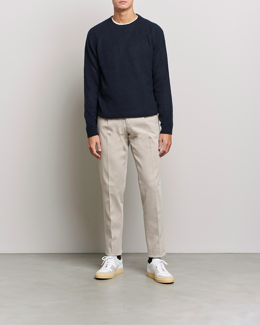 Herr | Tröjor | Boglioli | Brushed Cashmere Sweater Navy
