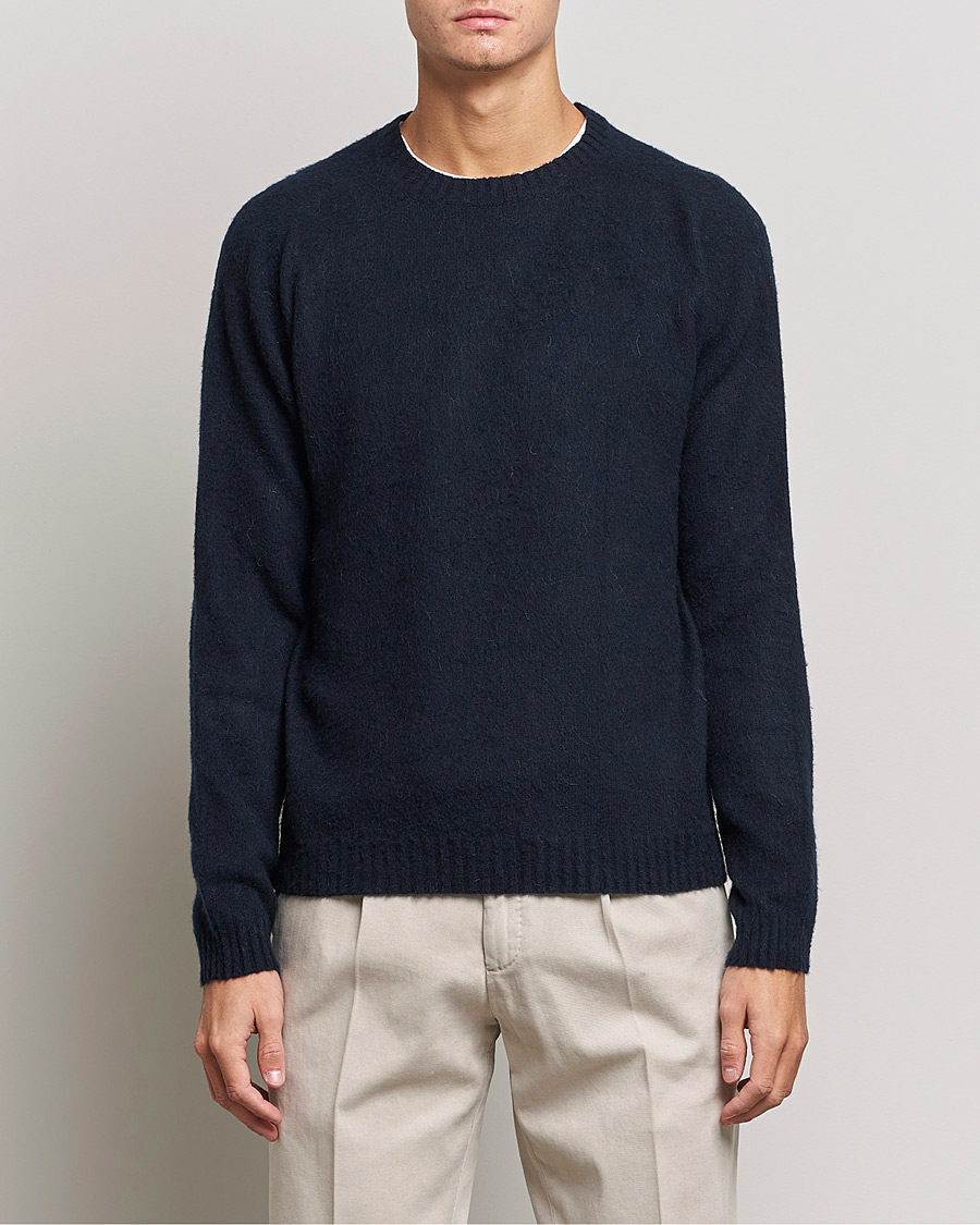 Herr | Tröjor | Boglioli | Brushed Cashmere Sweater Navy