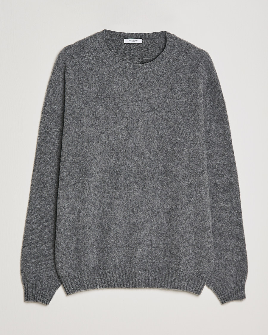 Herr | Tröjor | Boglioli | Brushed Cashmere Sweater Grey Melange