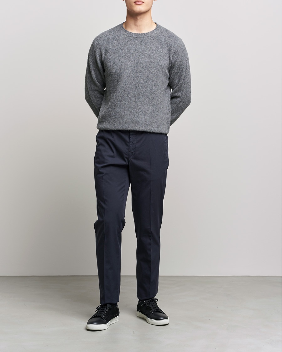 Herr | Tröjor | Boglioli | Brushed Cashmere Sweater Grey Melange