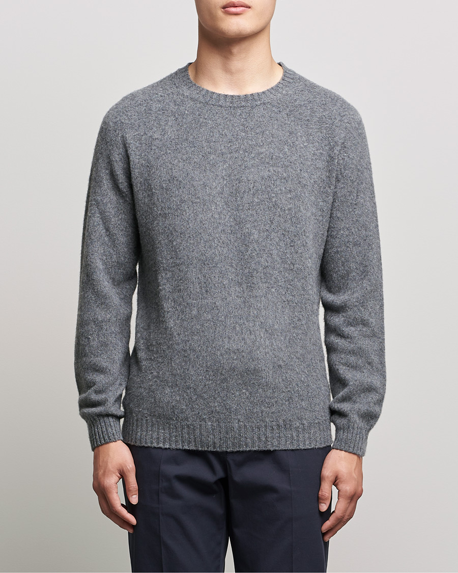 Herr | Tröjor | Boglioli | Brushed Cashmere Sweater Grey Melange
