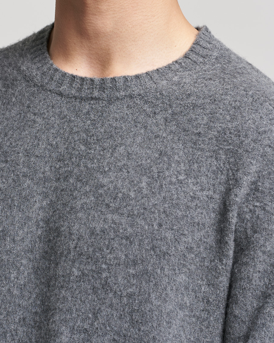 Herr | Tröjor | Boglioli | Brushed Cashmere Sweater Grey Melange