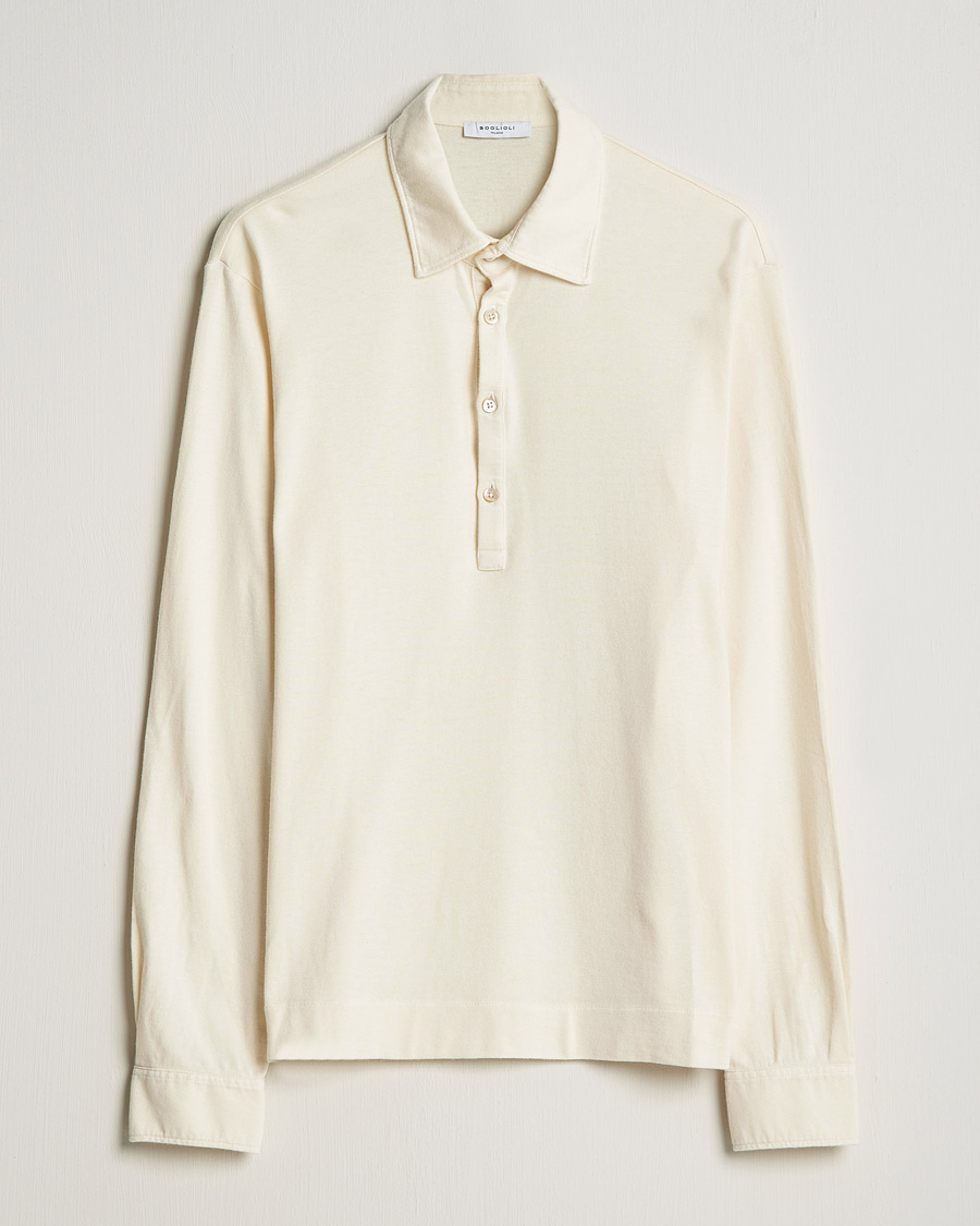 Herr | Tröjor | Boglioli | Long Sleeve Polo Shirt Off White