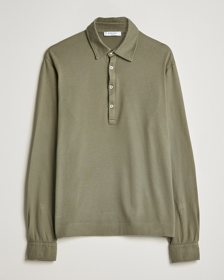 Herr | Tröjor | Boglioli | Long Sleeve Polo Shirt Sage Green