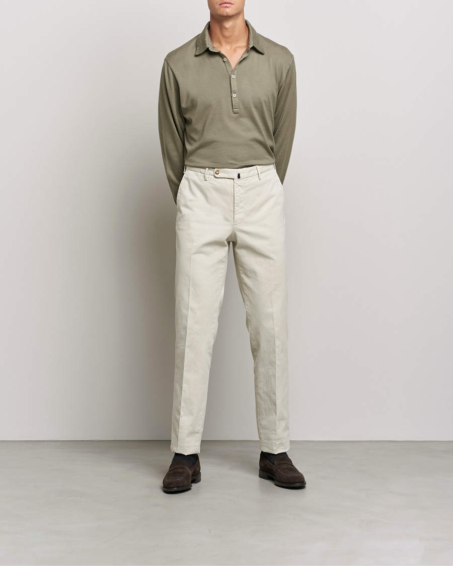 Herr | Långärmade pikéer | Boglioli | Long Sleeve Polo Shirt Sage Green