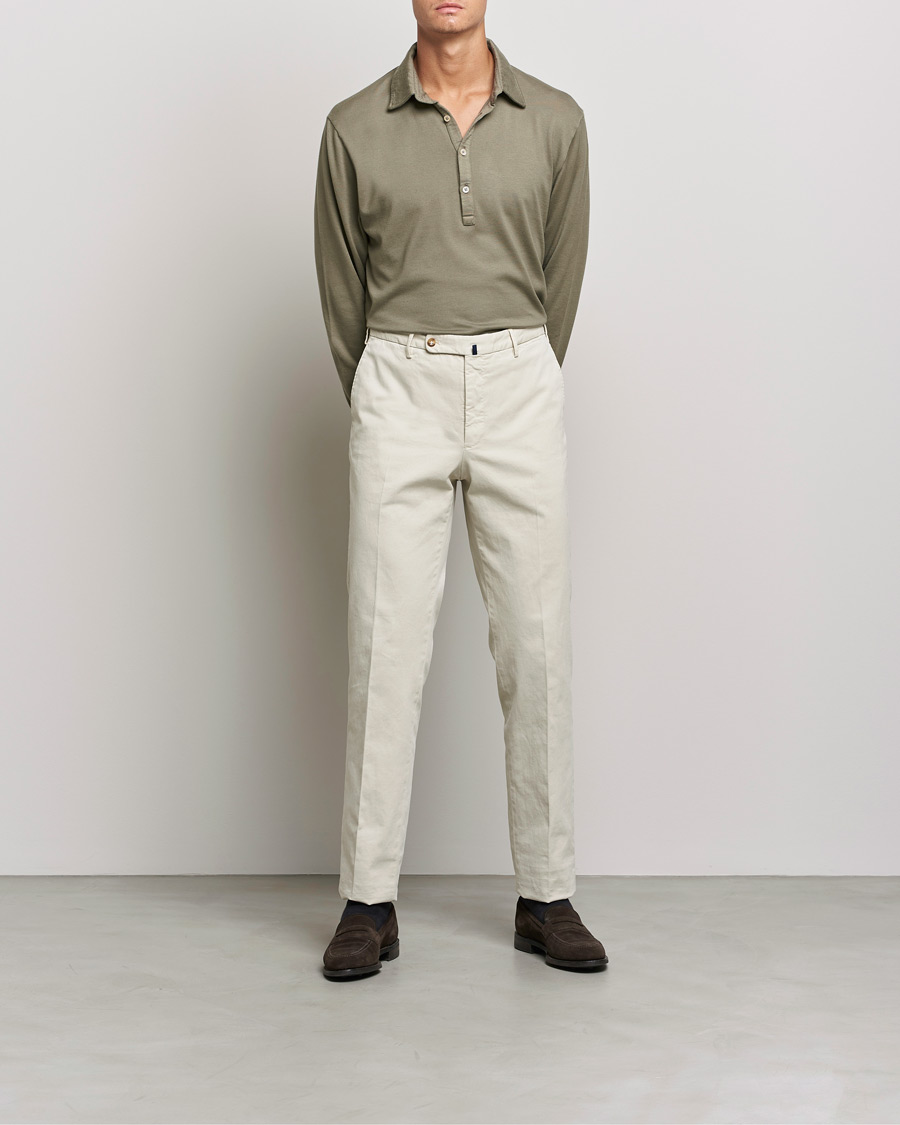 Herr | Tröjor | Boglioli | Long Sleeve Polo Shirt Sage Green