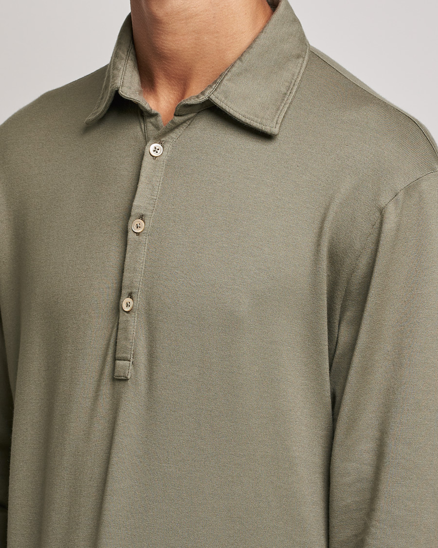 Herr | Tröjor | Boglioli | Long Sleeve Polo Shirt Sage Green
