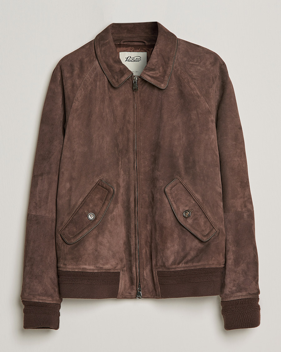 Herr | Jackor | Valstar | Suede Bomber Jacket Dark Brown