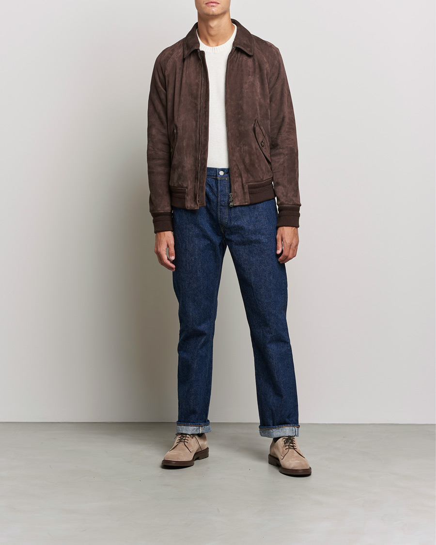 Herr | Jackor | Valstar | Suede Bomber Jacket Dark Brown