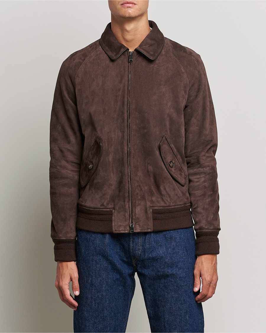Herr | Jackor | Valstar | Suede Bomber Jacket Dark Brown