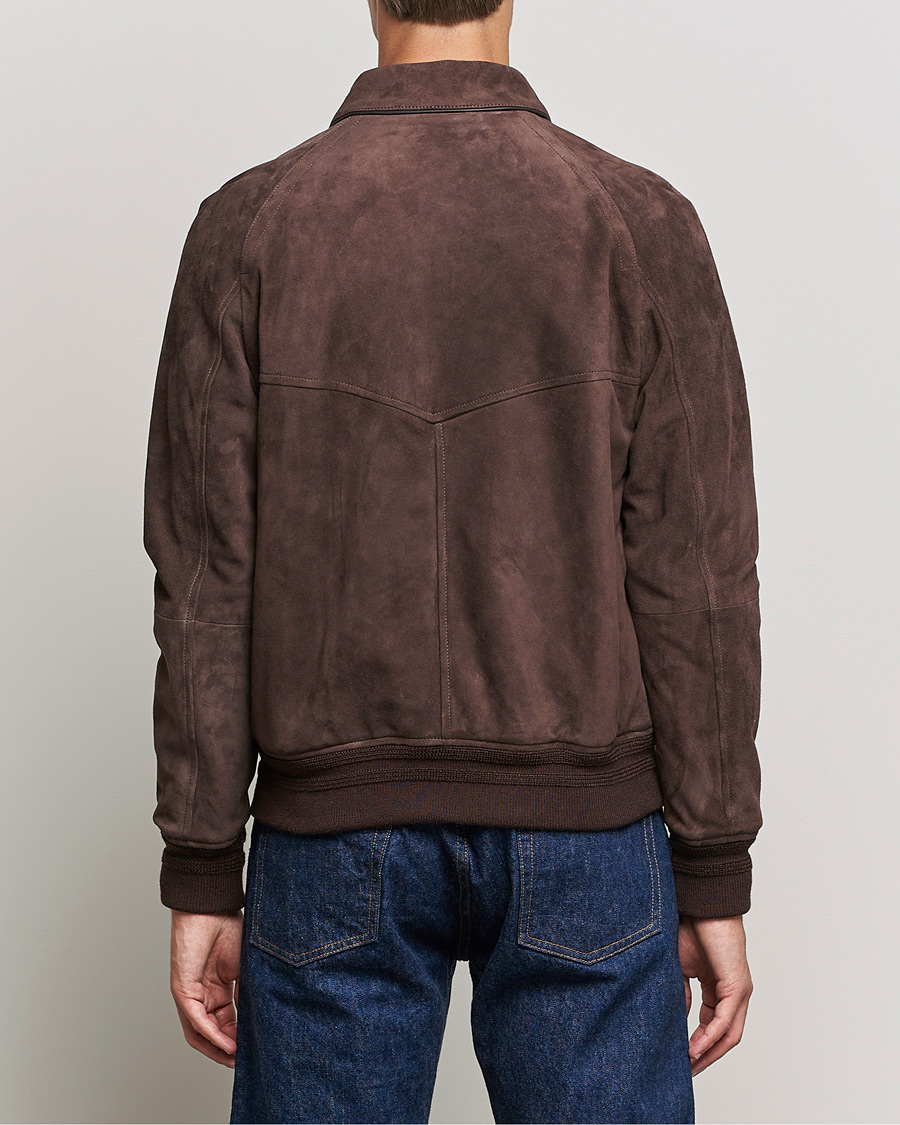 Herr | Jackor | Valstar | Suede Bomber Jacket Dark Brown