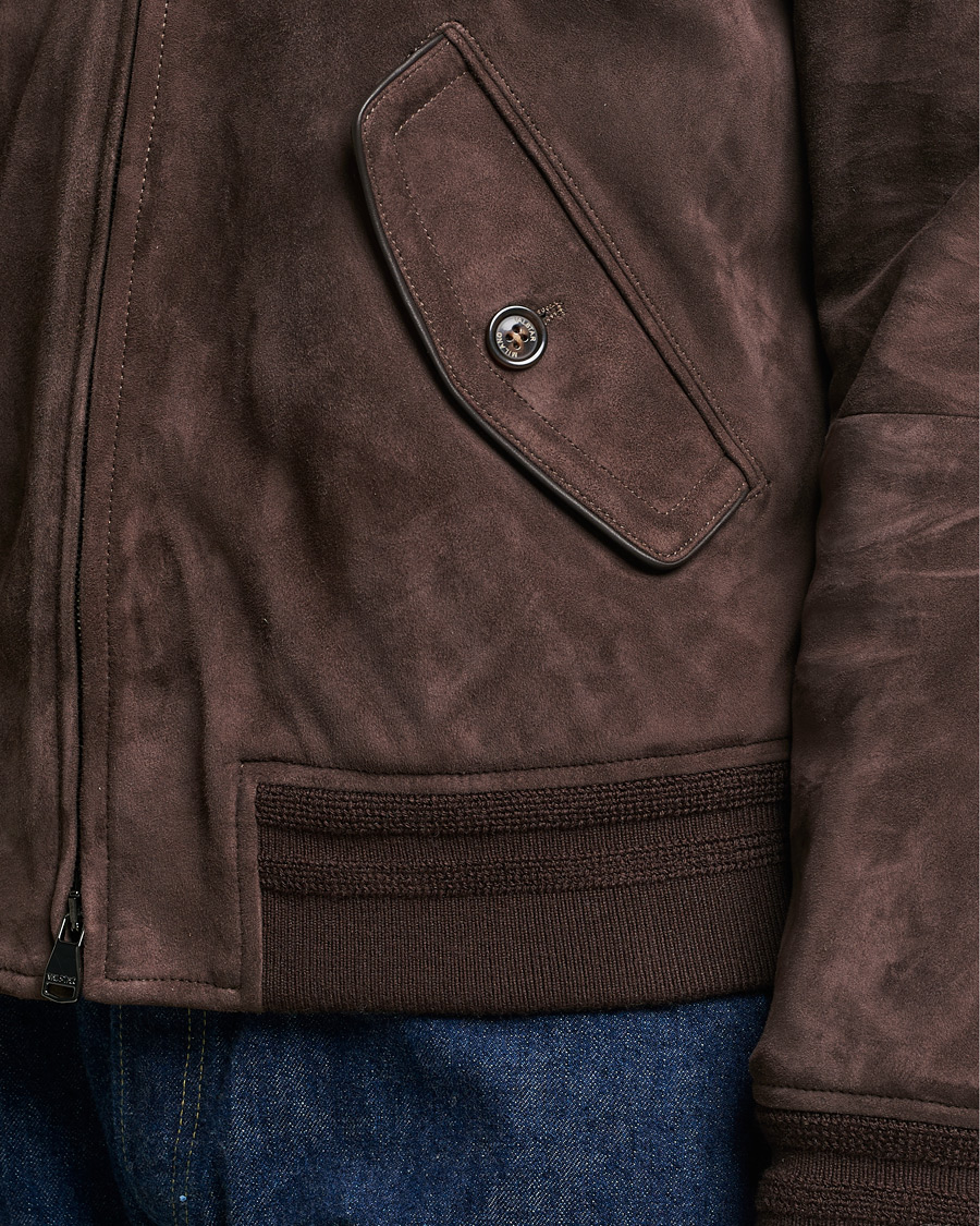 Herr | Jackor | Valstar | Suede Bomber Jacket Dark Brown
