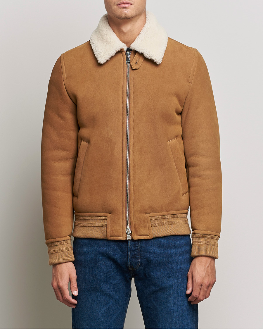 Herr | Jackor | Valstar | Shearling Flight Jacket Brown/Natural