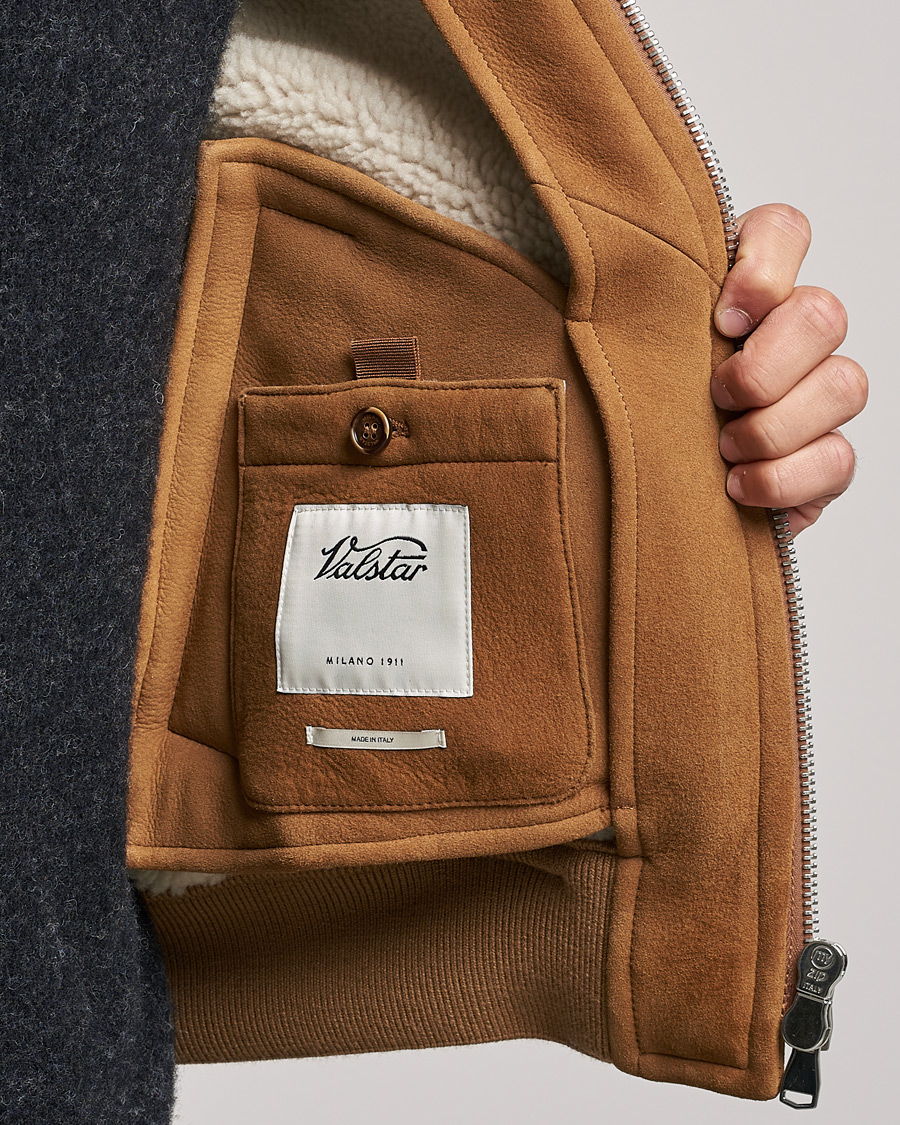 Herr | Jackor | Valstar | Shearling Flight Jacket Brown/Natural