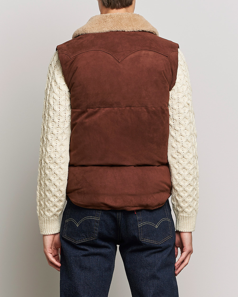 Herr | Jackor | Valstar | Suede Shearling Vest Dark Brown