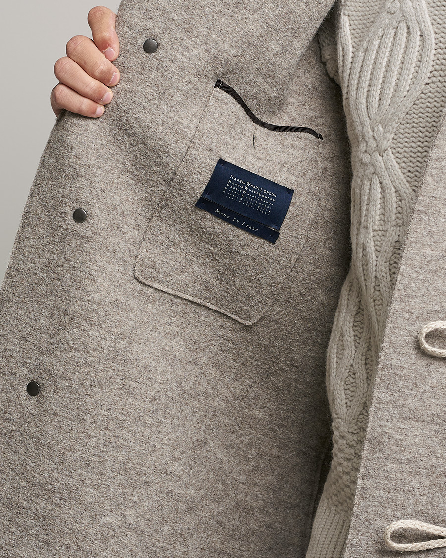 Herr | Jackor | Harris Wharf London | Boiled Wool Duffle Coat Natural Casha