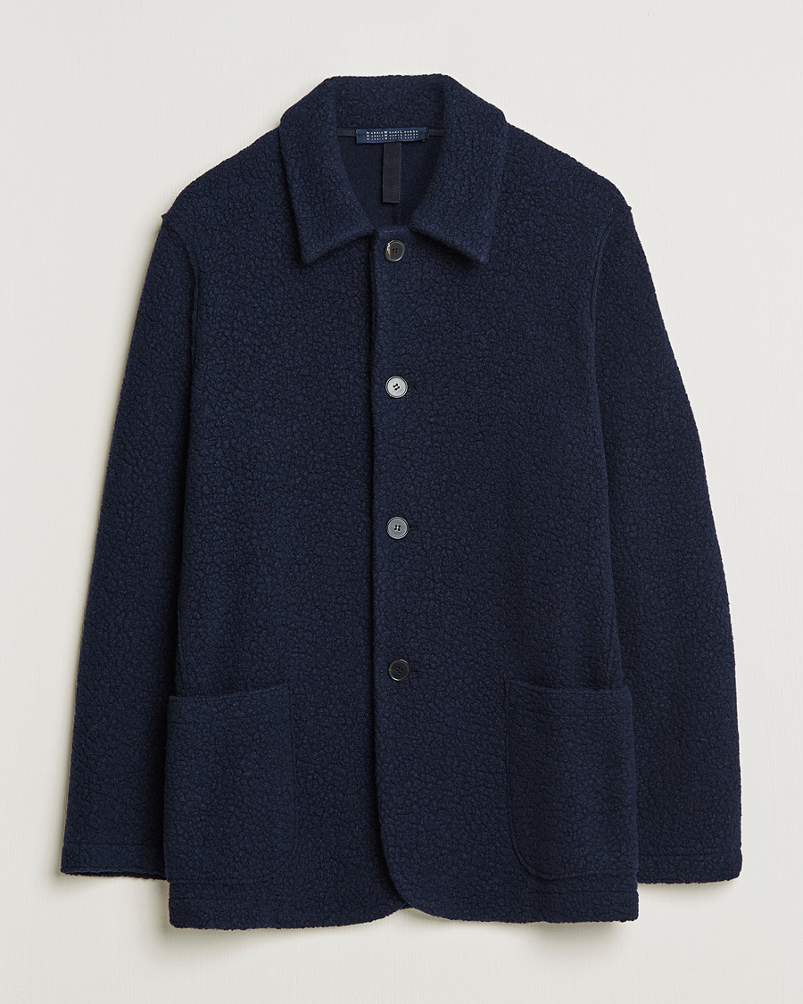 Herr | Skjortor | Harris Wharf London | Harrington Wool Boucleè Shirt Jacket Navy