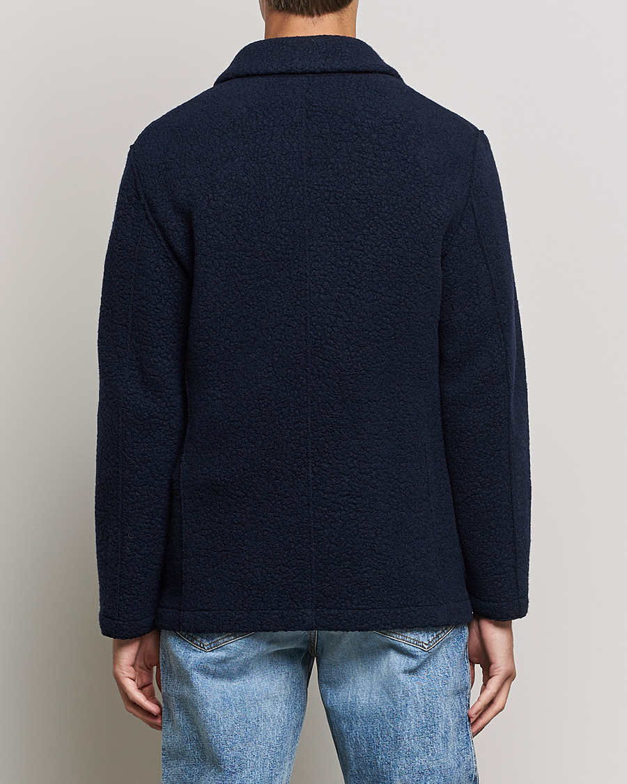 Herr | Skjortor | Harris Wharf London | Harrington Wool Boucleè Shirt Jacket Navy