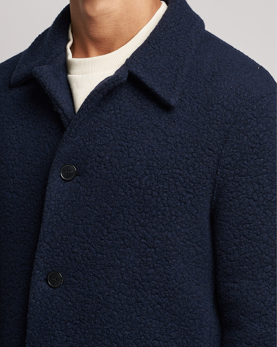 Herr | Skjortor | Harris Wharf London | Harrington Wool Boucleè Shirt Jacket Navy