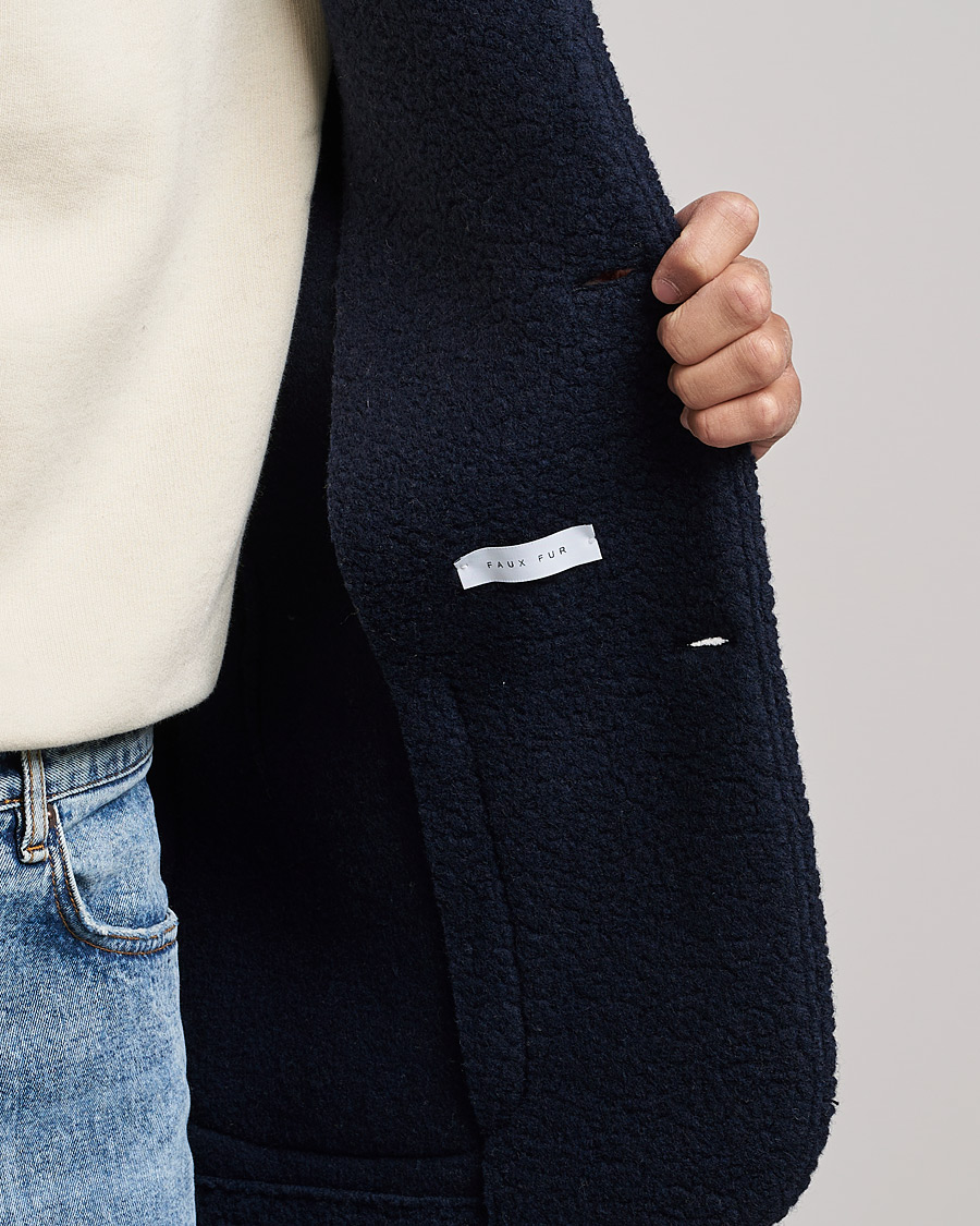 Herr | Skjortor | Harris Wharf London | Harrington Wool Boucleè Shirt Jacket Navy