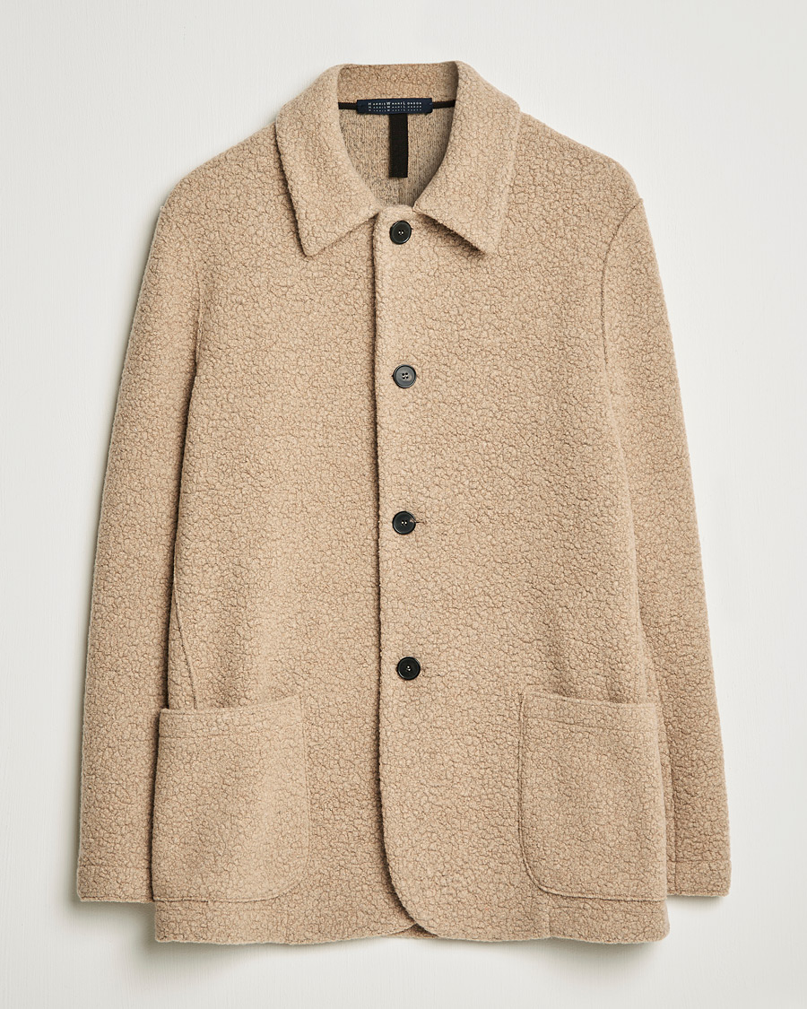 Herr | Skjortor | Harris Wharf London | Harrington Wool Boucleè Shirt Jacket Tan