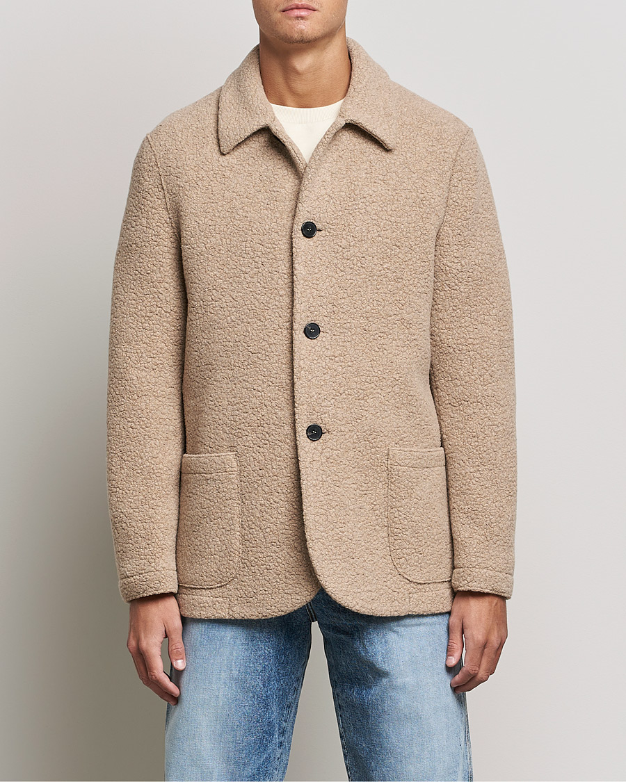 Herr | Skjortor | Harris Wharf London | Harrington Wool Boucleè Shirt Jacket Tan