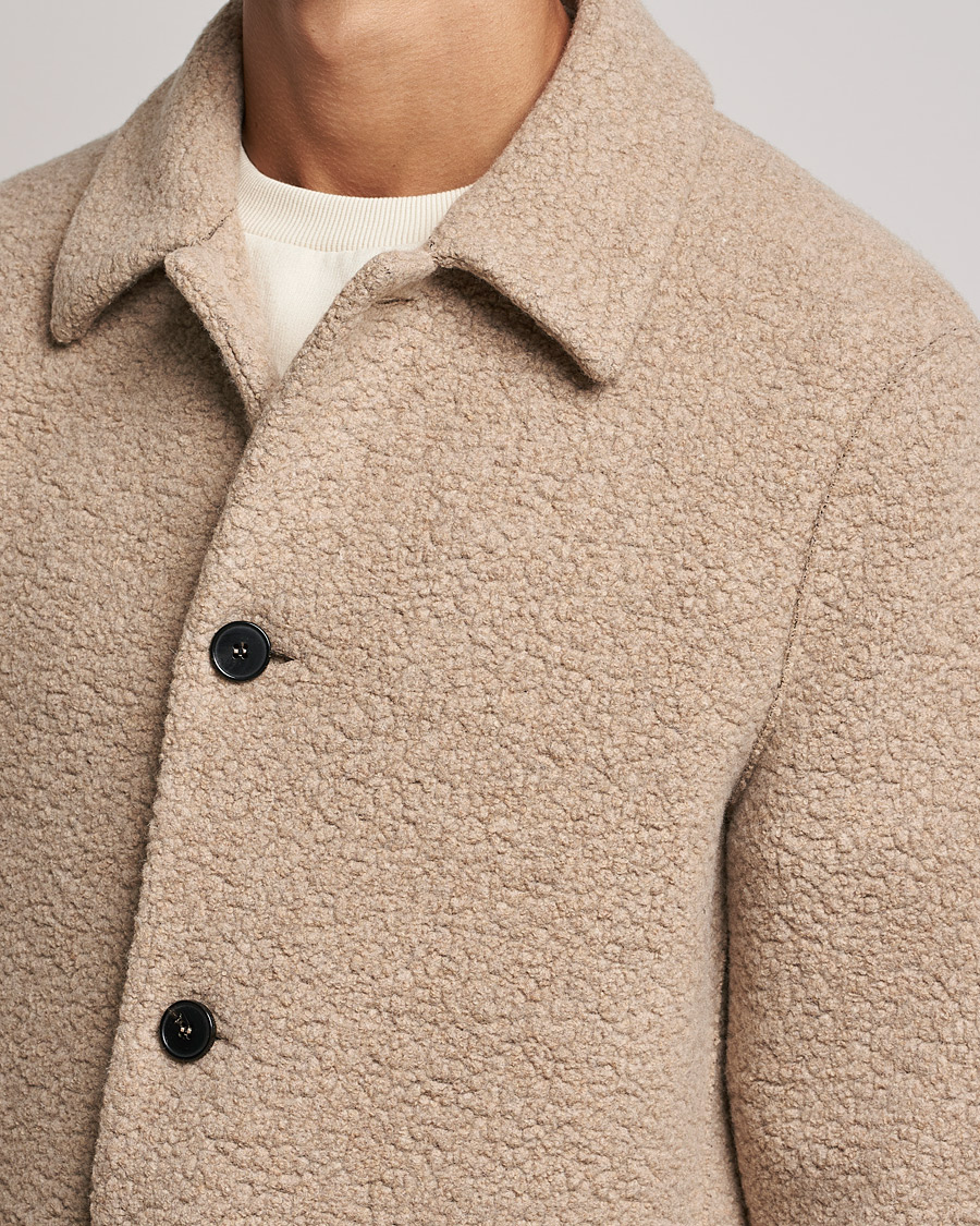 Herr | Skjortor | Harris Wharf London | Harrington Wool Boucleè Shirt Jacket Tan
