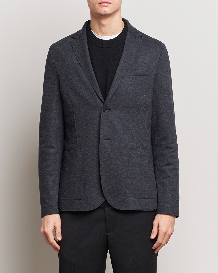 Herr | Kavajer | Harris Wharf London | Two Button Vented Superfine Merino Blazer Anthracite
