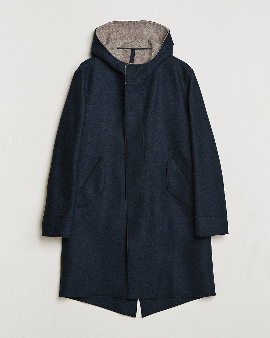 Herr | Jackor | Harris Wharf London | Fishtail Wool Parka Navy