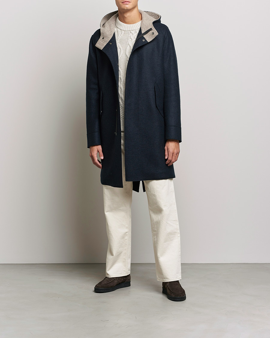 Herr | Jackor | Harris Wharf London | Fishtail Wool Parka Navy