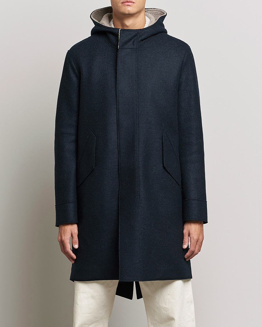 Herr | Jackor | Harris Wharf London | Fishtail Wool Parka Navy