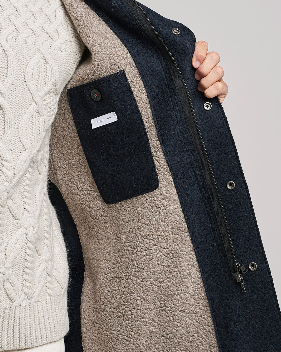 Herr | Jackor | Harris Wharf London | Fishtail Wool Parka Navy