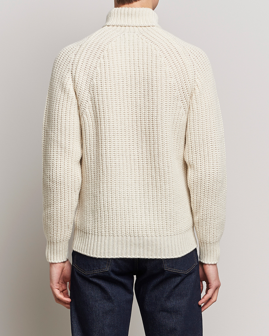 Herr | Tröjor | Drake's | Lambswool Heavy Submariner Roll Neck White