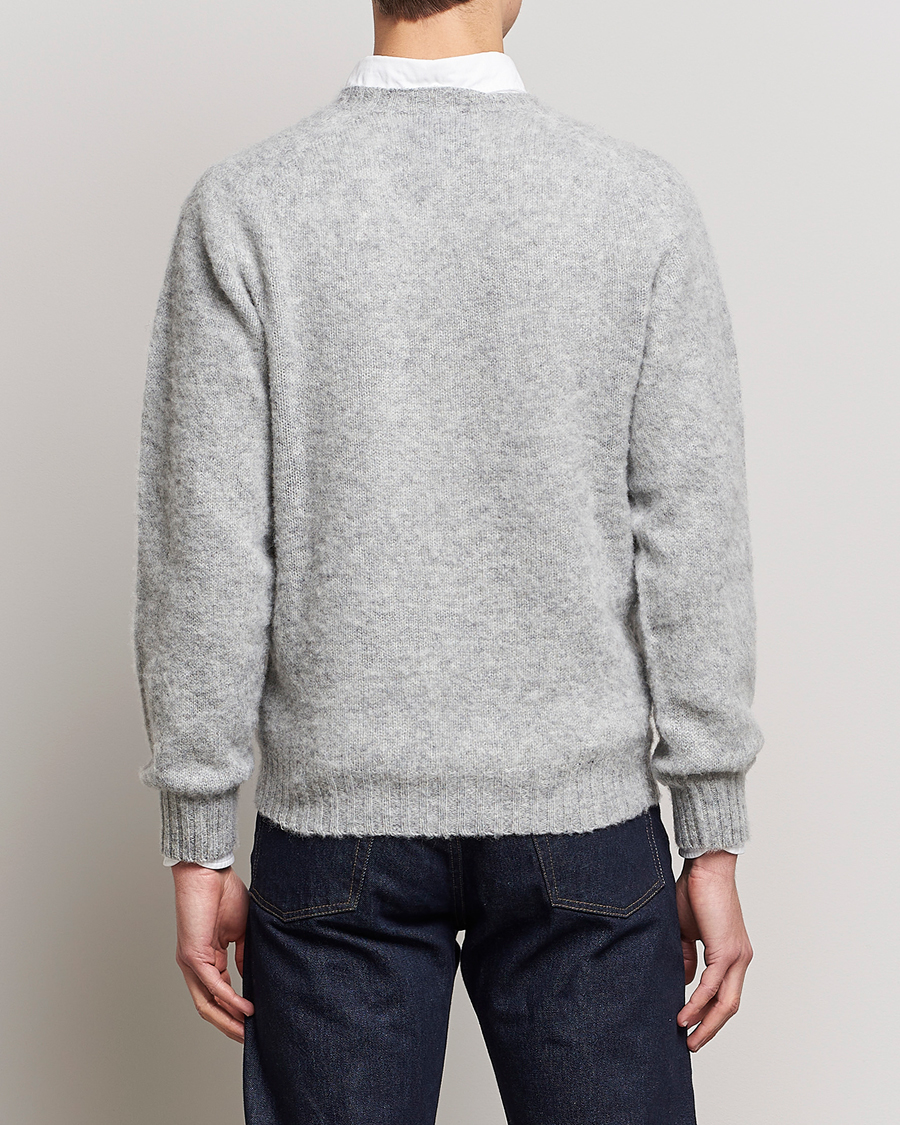 Herr | Tröjor | Drake's | Brushed Shetland Crew Grey