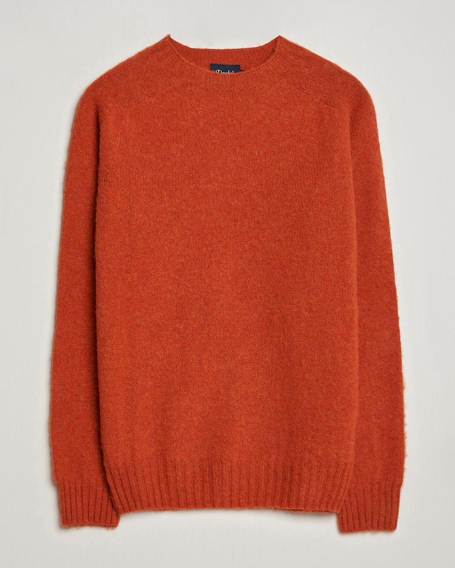 Herr | Tröjor | Drake's | Brushed Shetland Crew Orange