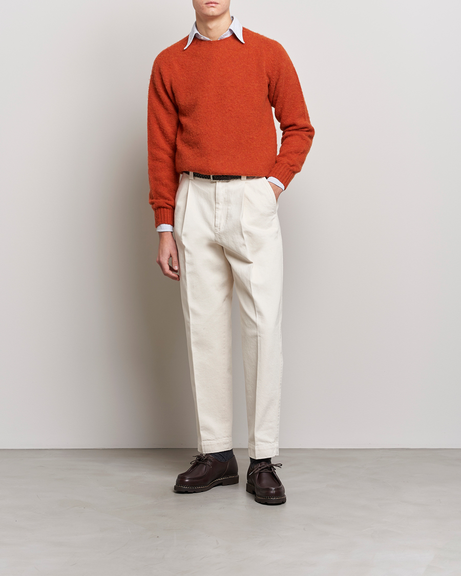Herr | Tröjor | Drake's | Brushed Shetland Crew Orange
