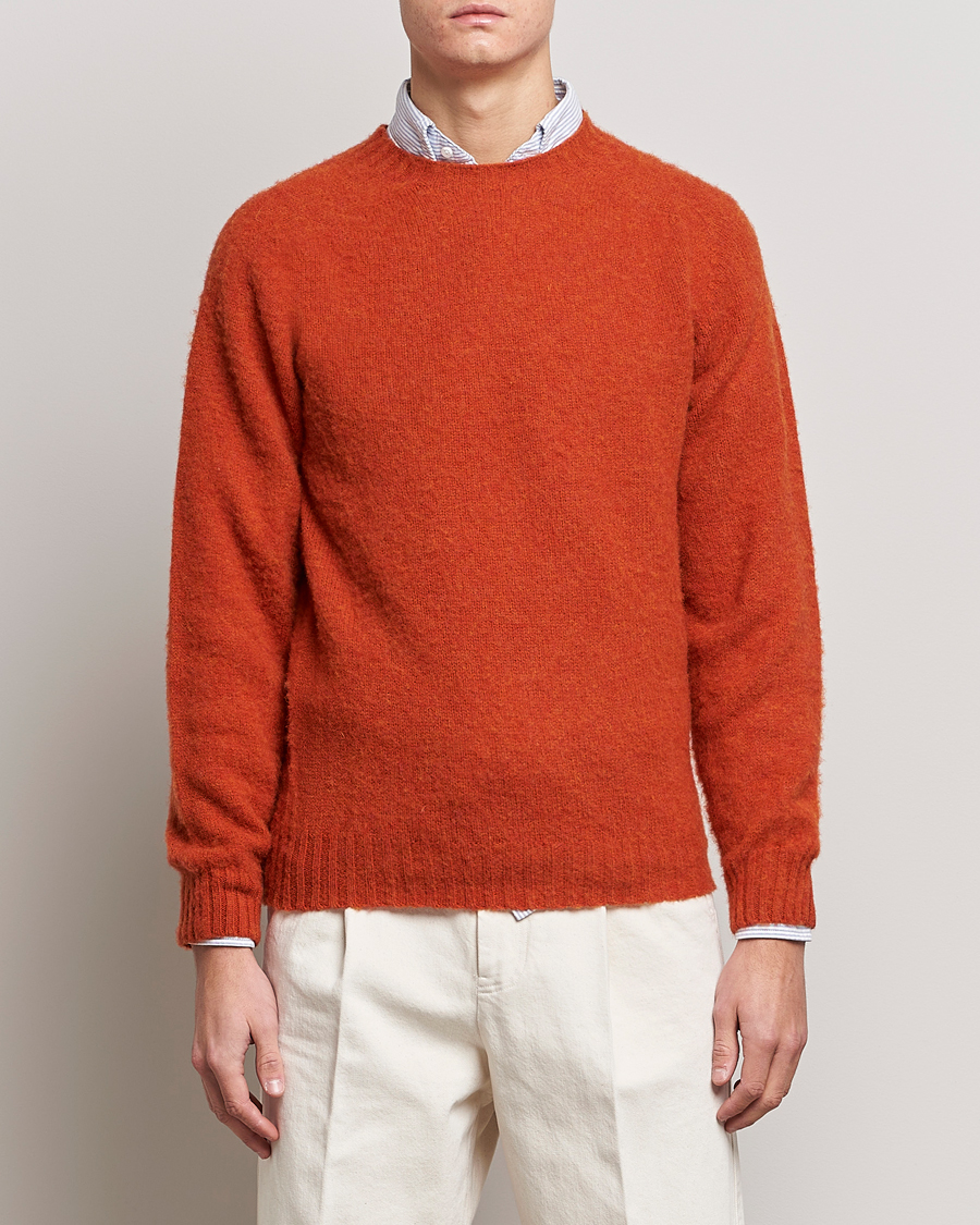 Herr | Tröjor | Drake's | Brushed Shetland Crew Orange