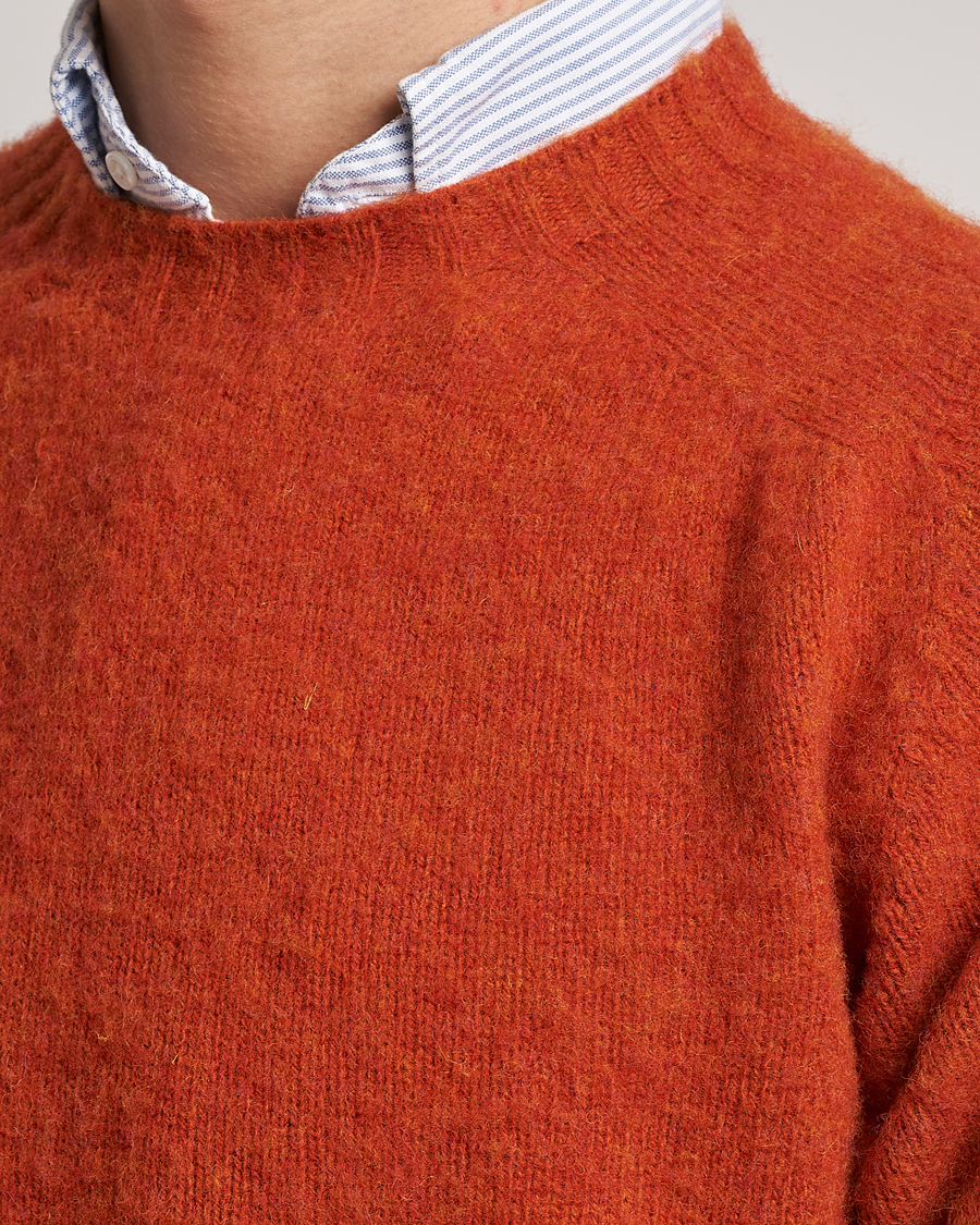 Herr | Tröjor | Drake's | Brushed Shetland Crew Orange
