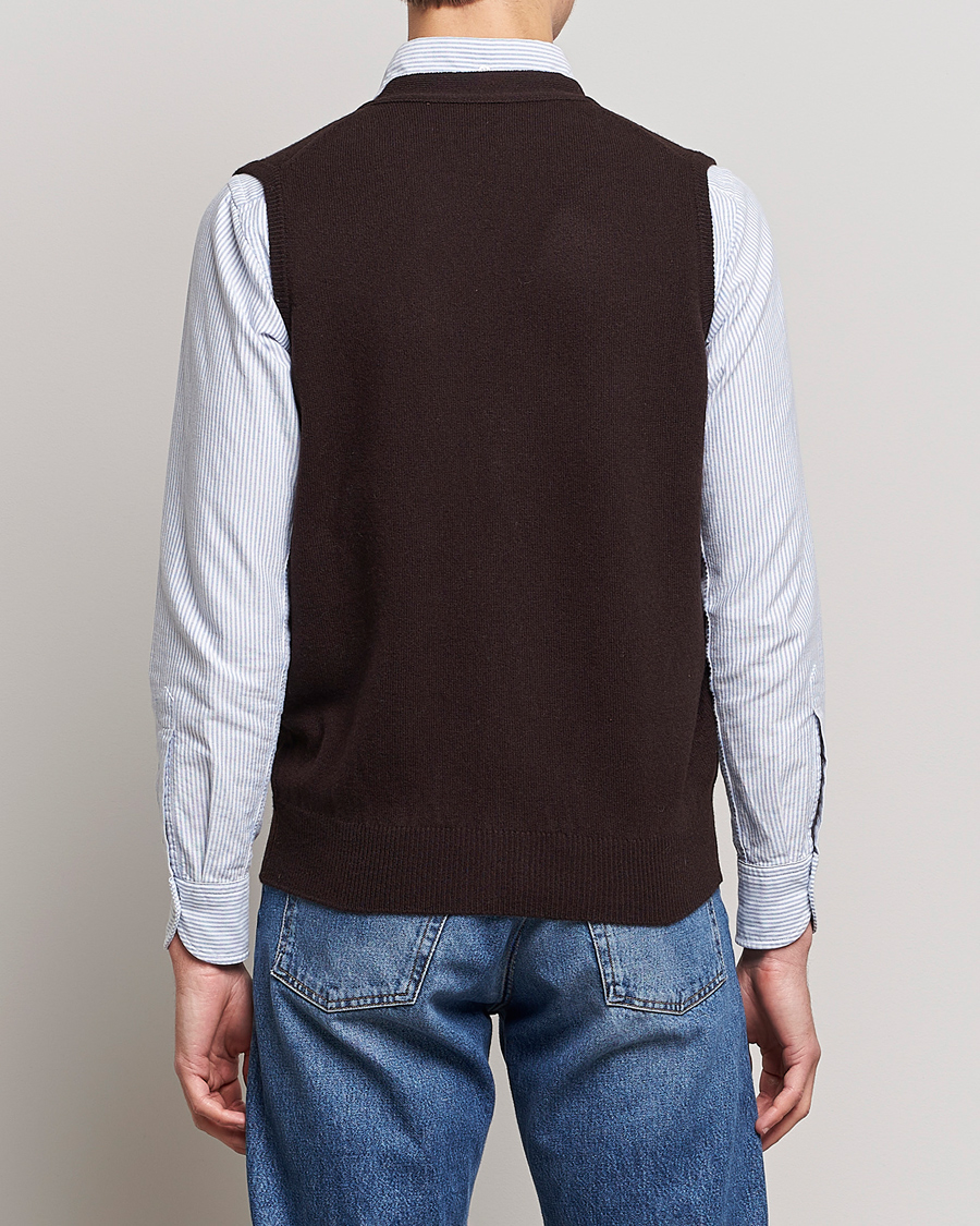 Herr | Tröjor | Drake's | Lambswool Vest Cardigan Brown