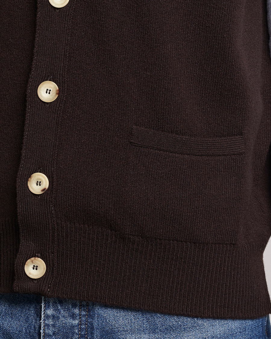 Herr | Tröjor | Drake's | Lambswool Vest Cardigan Brown