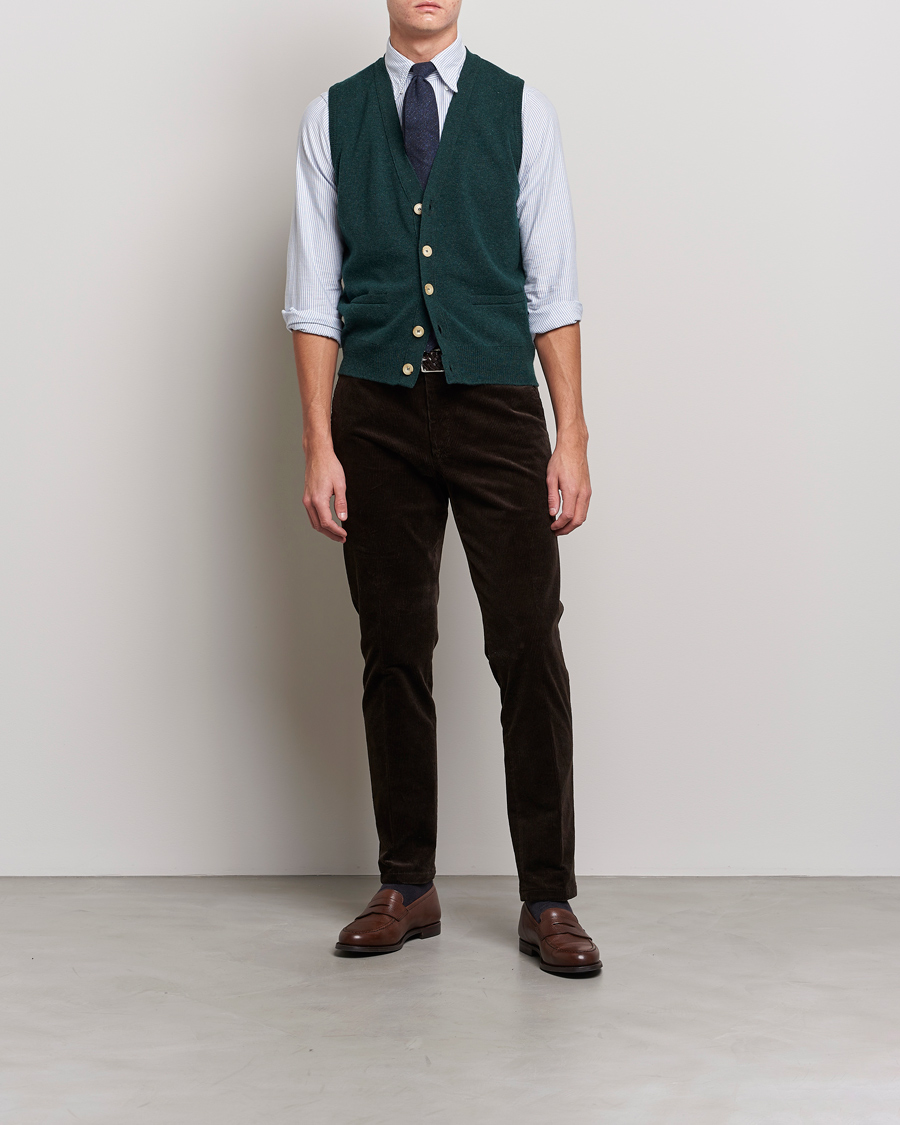 Herr | Tröjor | Drake's | Lambswool Vest Cardigan Green
