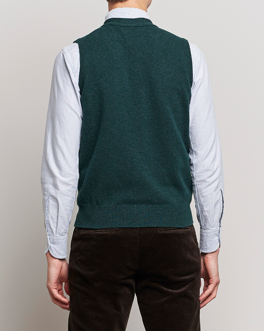 Herr | Tröjor | Drake's | Lambswool Vest Cardigan Green