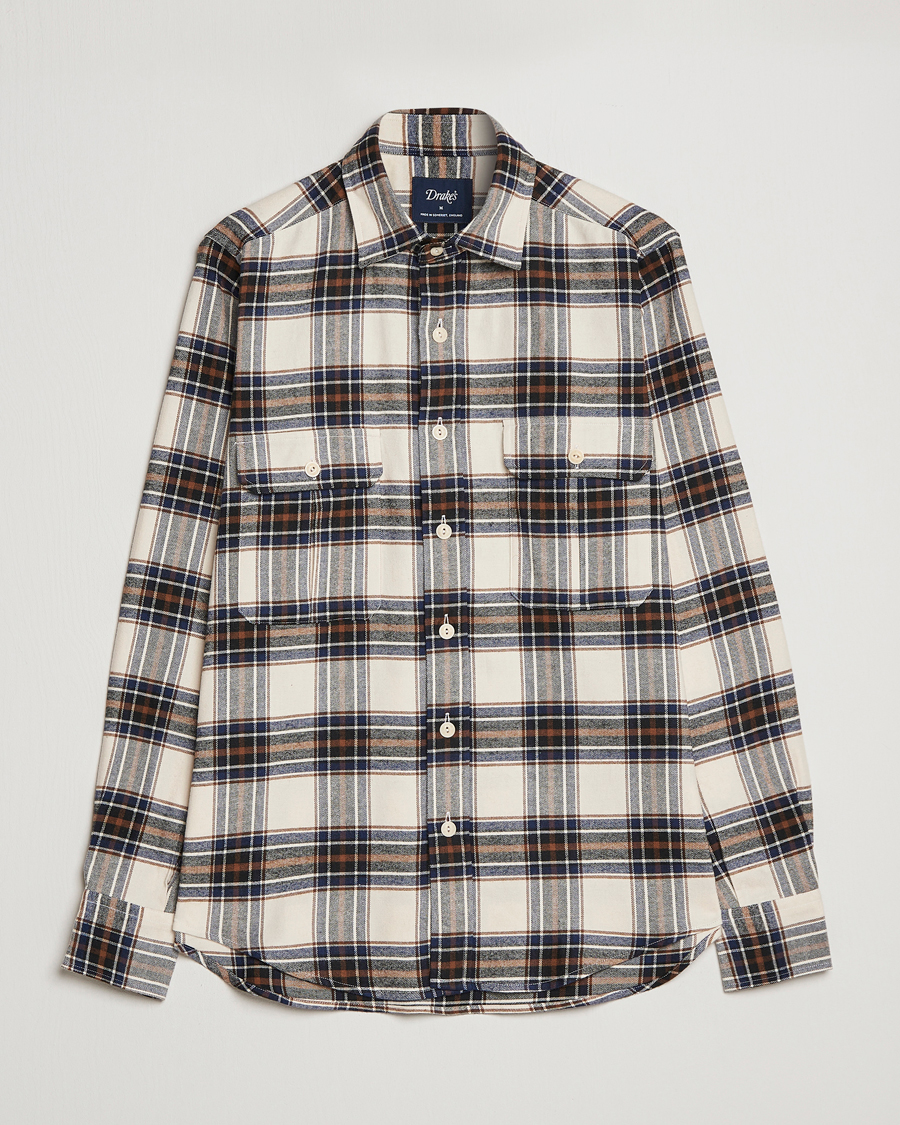 Herr | Skjortor | Drake's | Rugged Cotton Twill Work Shirt Neutral