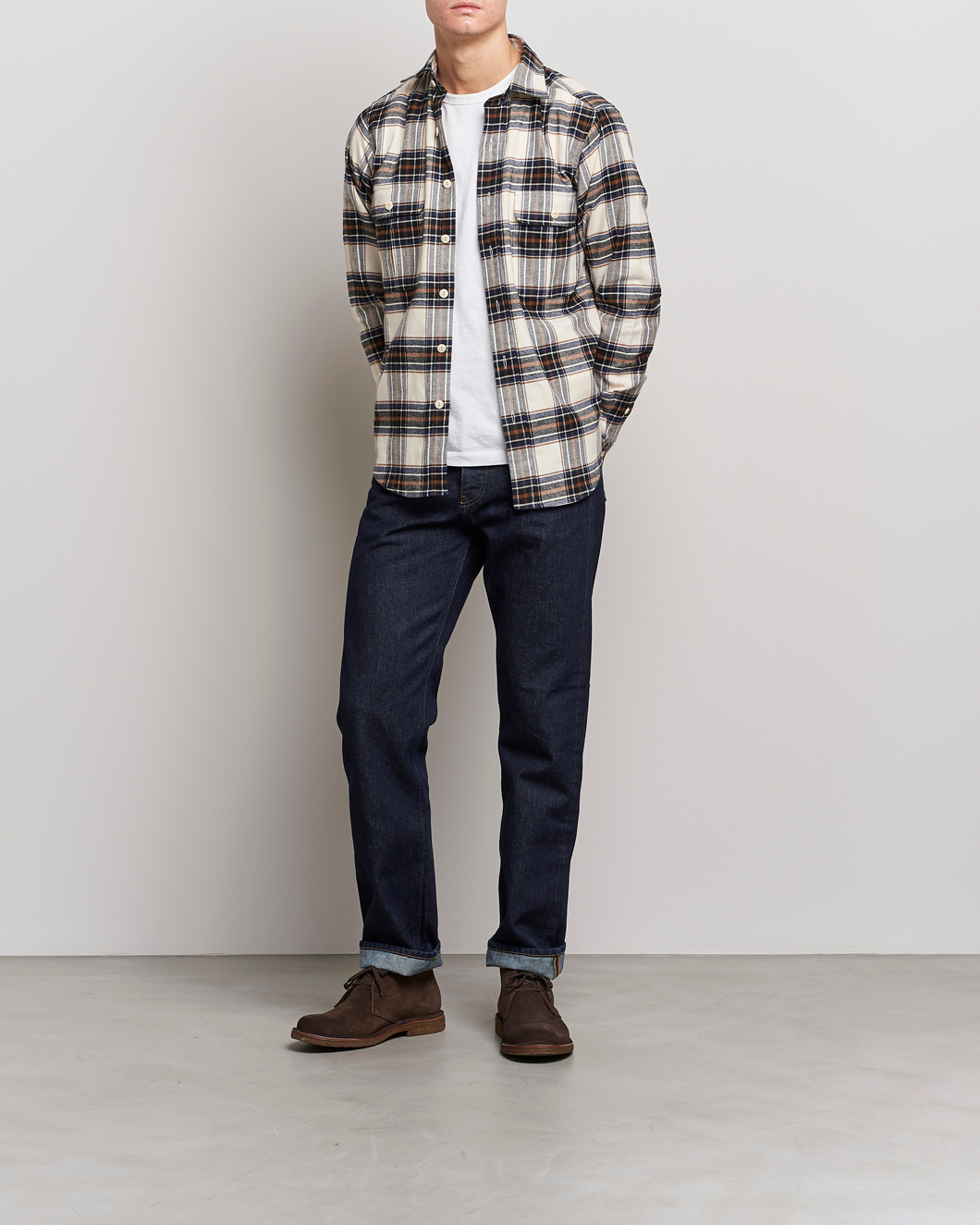 Herr | Skjortor | Drake's | Rugged Cotton Twill Work Shirt Neutral