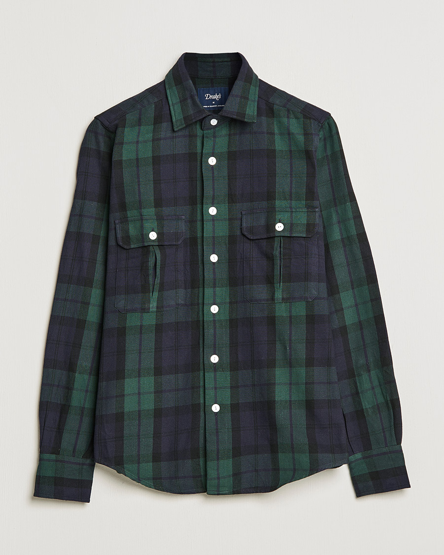Herr | Skjortor | Drake's | Rugged Cotton Twill Work Shirt Navy
