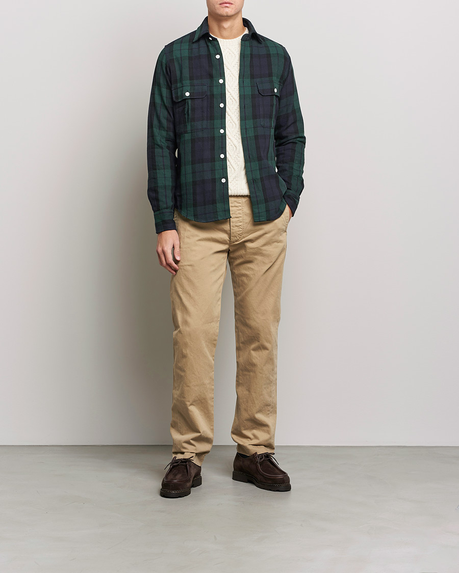 Herr | Skjortor | Drake's | Rugged Cotton Twill Work Shirt Navy