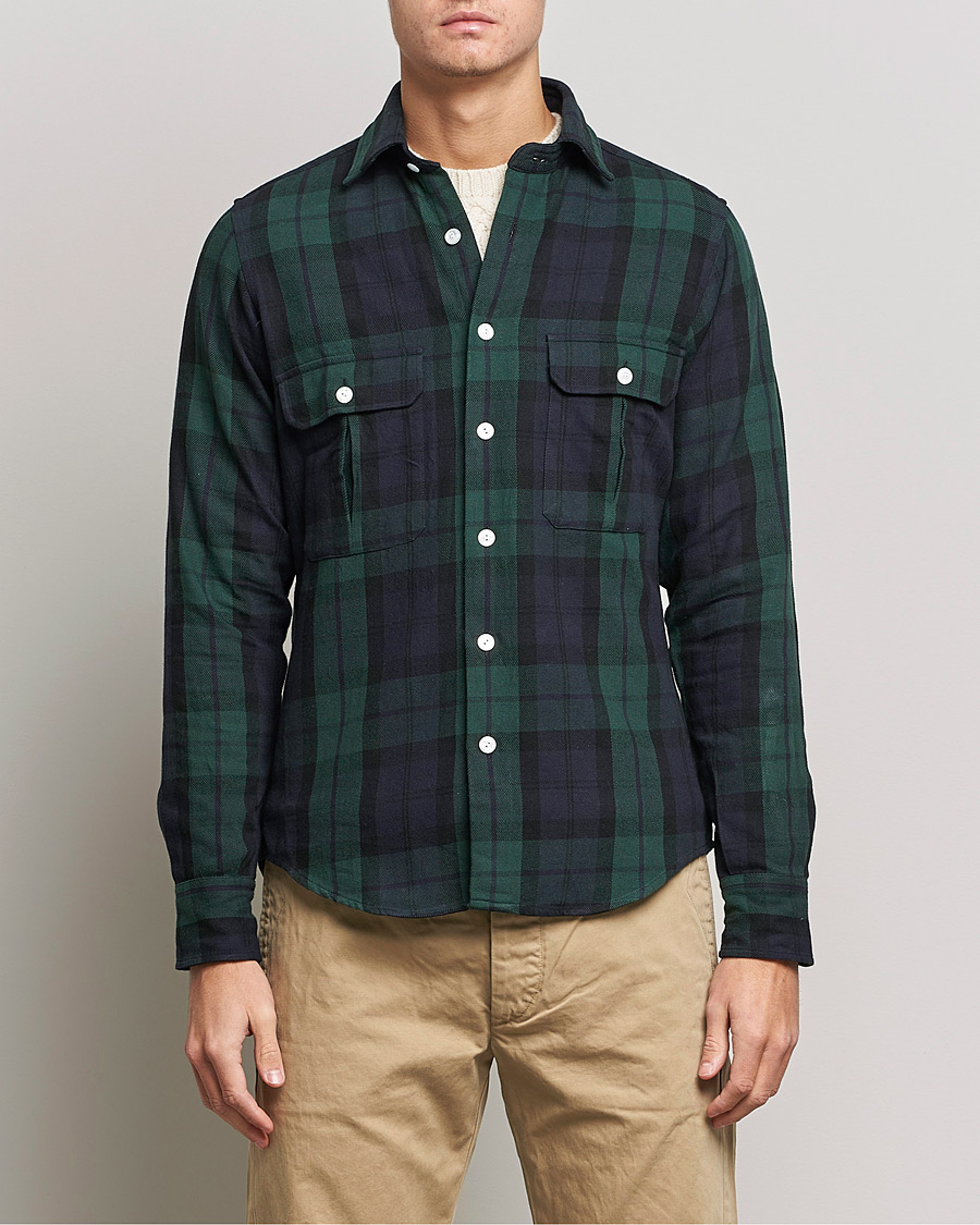 Herr | Skjortor | Drake's | Rugged Cotton Twill Work Shirt Navy