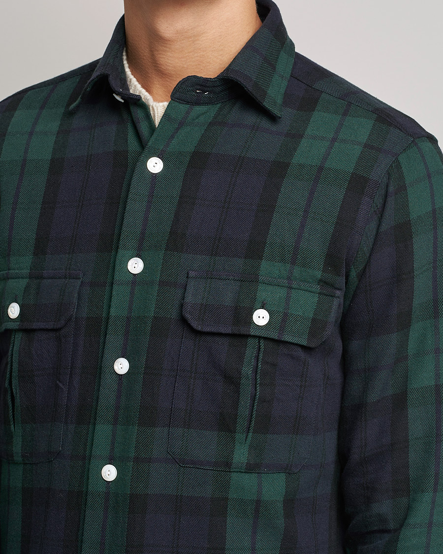 Herr | Skjortor | Drake's | Rugged Cotton Twill Work Shirt Navy